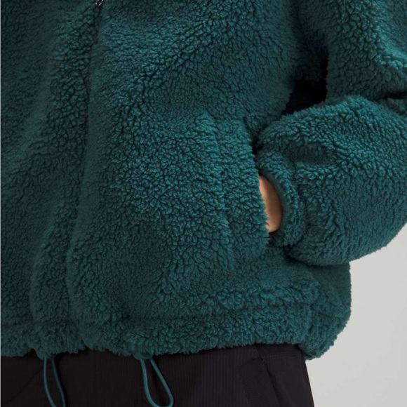 Lululemon Cinchable Fleece Zip-Up Teddy Jacket in Storm Teal Womens Size 6 - Picture 2 of 9